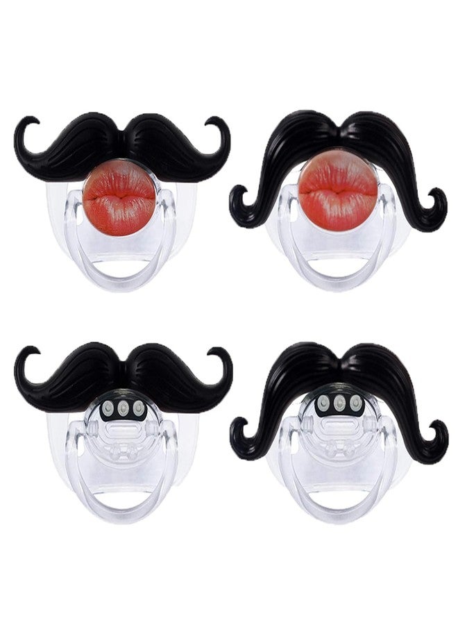 Intatikoo Funny Baby Pacifiers,Mustache Pacifier for Babies 0-36 Months Mustache Binkies Funny Mustache Pacifiers for Boys and Girls BPA Free (4 Packs) - Image 1